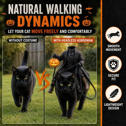 Headless Horseman Cat Costume, Funny Halloween Pet Outfit, Novelty Cosplay Costume for Cats