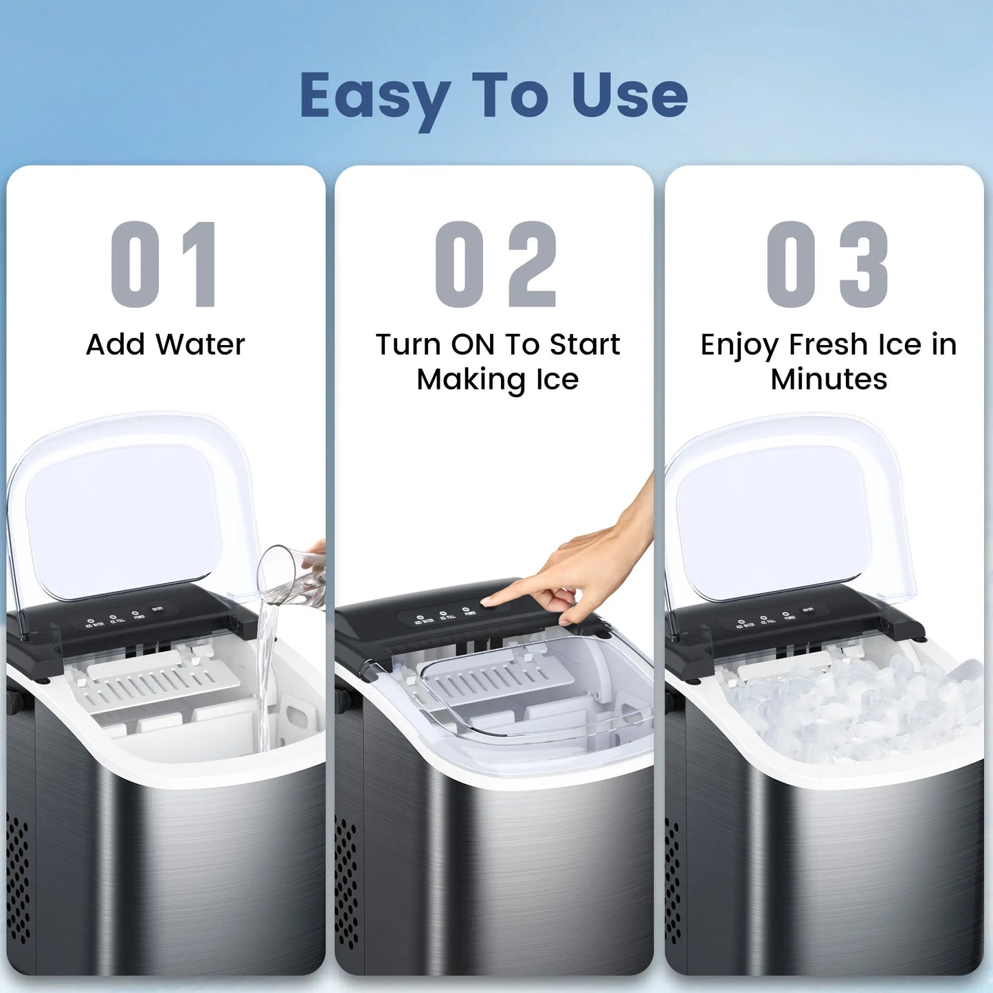 ⚡️ 72-HR CLEAROUT ⚡️  Bullet Ice Maker Countertop with Self-Cleaning, Staninless Steel or ABS Plastic, 26.5lbs/24Hrs, 6 Mins/9 Pcs Bullet Ice, Portable Ice Maker for Kitchen/Home/Office/Party/RV