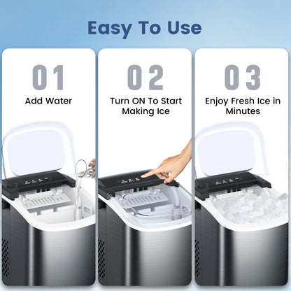 ⚡️ 72-HR CLEAROUT ⚡️  Bullet Ice Maker Countertop with Self-Cleaning, Staninless Steel or ABS Plastic, 26.5lbs/24Hrs, 6 Mins/9 Pcs Bullet Ice, Portable Ice Maker for Kitchen/Home/Office/Party/RV