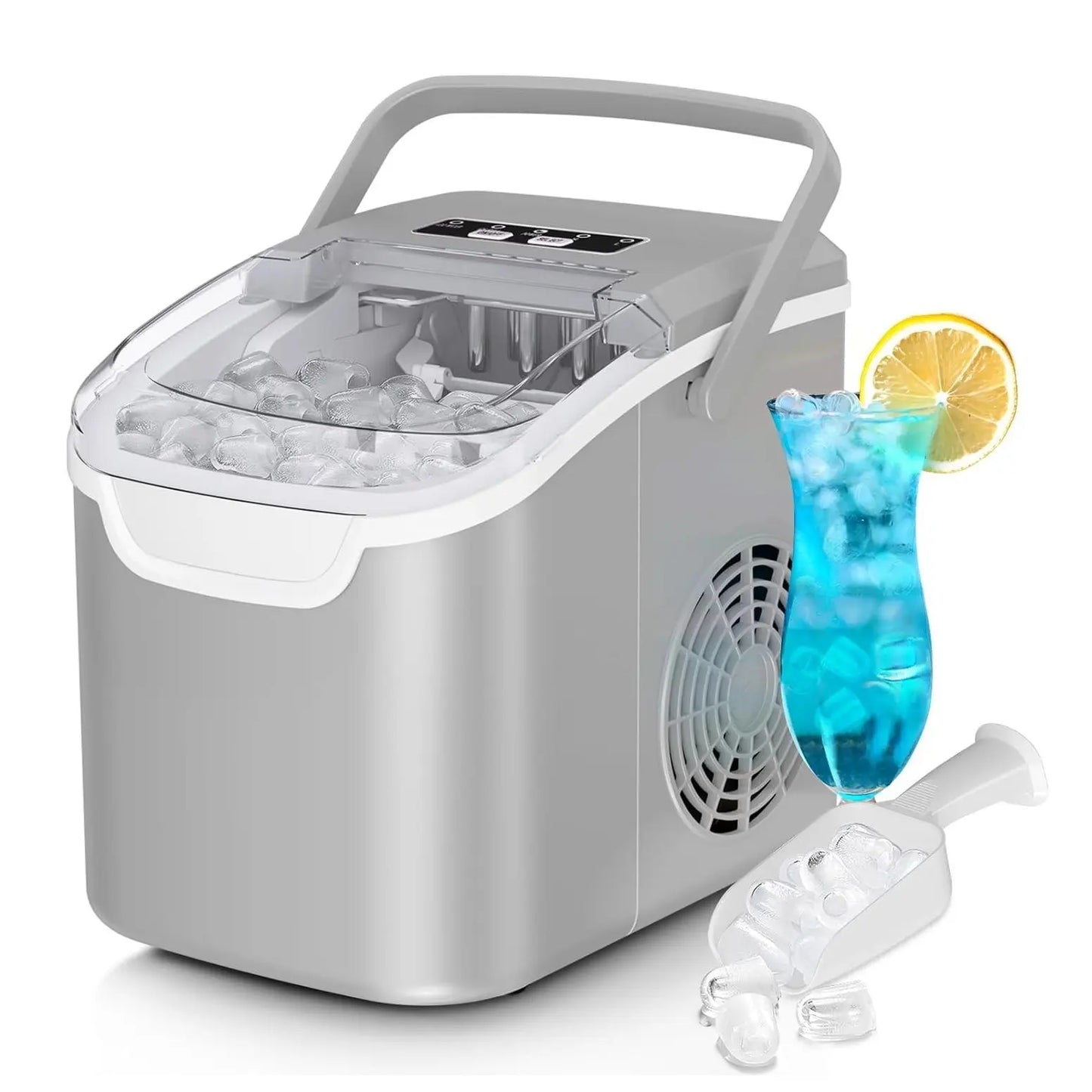 ⚡️ 72-HR CLEAROUT ⚡️  Bullet Ice Maker Countertop with Self-Cleaning, Staninless Steel or ABS Plastic, 26.5lbs/24Hrs, 6 Mins/9 Pcs Bullet Ice, Portable Ice Maker for Kitchen/Home/Office/Party/RV