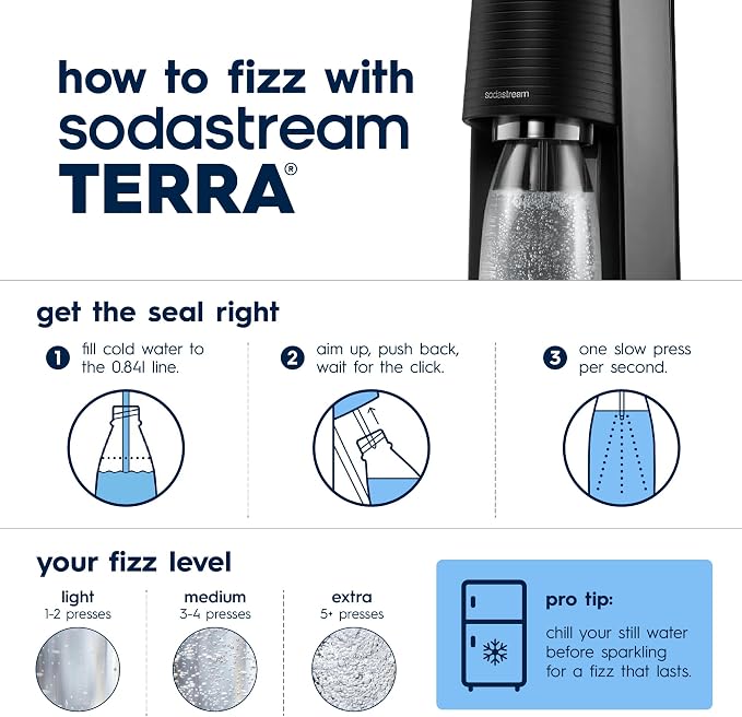 Sparkling Water Maker, Value Bundle, CQC CO2 System, Includes 2 Quick Connect 60L CO2 Cylinders, 3 Dishwasher Safe BPA Free Bottles, 2 bubly Flavor Drops, Make your own Pepsi, Black