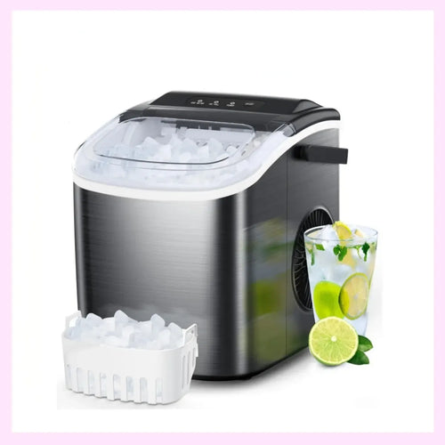 ⚡️ 72-HR CLEAROUT ⚡️  Bullet Ice Maker Countertop with Self-Cleaning, Staninless Steel or ABS Plastic, 26.5lbs/24Hrs, 6 Mins/9 Pcs Bullet Ice, Portable Ice Maker for Kitchen/Home/Office/Party/RV