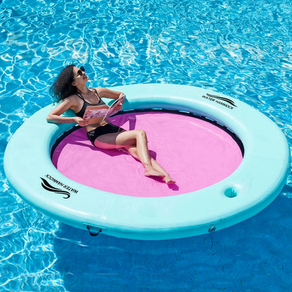🌊 6FT Inflatable Water Hammock Float | 300lbs, Drop Stitch PVC, Pump & Mooring Ropes 💧🌊