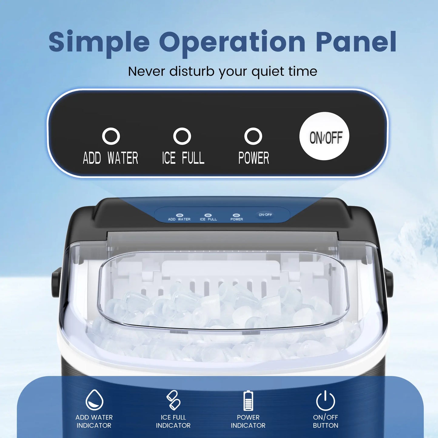⚡️ 72-HR CLEAROUT ⚡️  Bullet Ice Maker Countertop with Self-Cleaning, Staninless Steel or ABS Plastic, 26.5lbs/24Hrs, 6 Mins/9 Pcs Bullet Ice, Portable Ice Maker for Kitchen/Home/Office/Party/RV