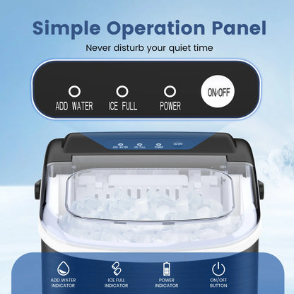 ⚡️ 72-HR CLEAROUT ⚡️  Bullet Ice Maker Countertop with Self-Cleaning, Staninless Steel or ABS Plastic, 26.5lbs/24Hrs, 6 Mins/9 Pcs Bullet Ice, Portable Ice Maker for Kitchen/Home/Office/Party/RV