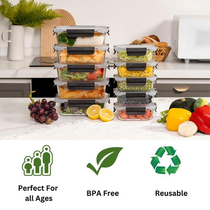 Spring Sale Glass Food Storage Containers Set 10-Pack BPA-Free & Leak-Proof Multicolor Kitchen Utensils for Meal Prep, Microwave, Oven, Freezer, Dishwasher Use Reusable Stackable Portable